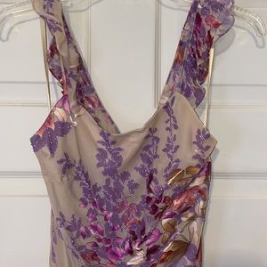 Les Soires Formal beaded ruffle sleeved dress